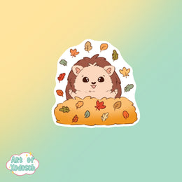 hedgehog fall leaves sticker
