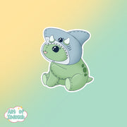 dino in shark cosplay sticker