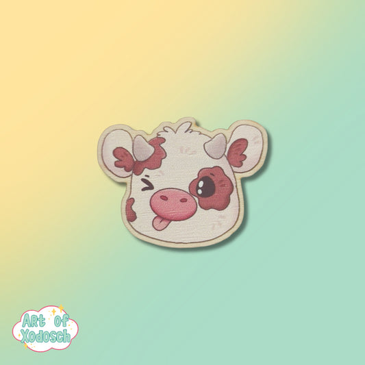 cute cow wooden pin