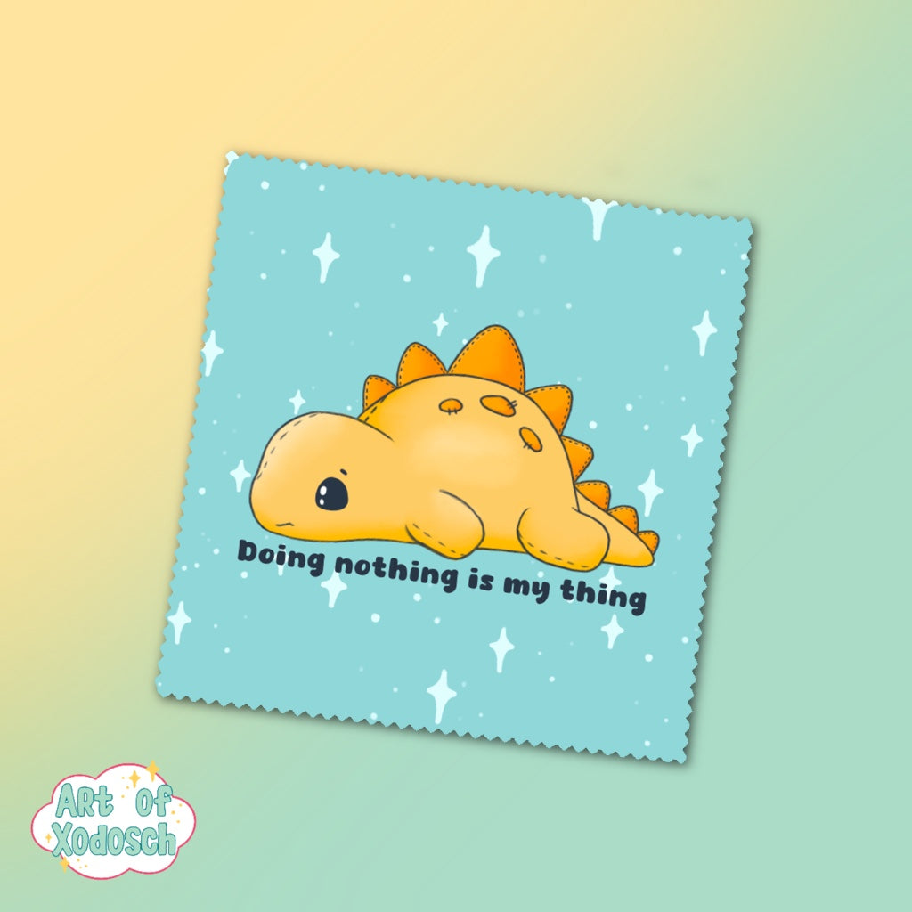 dino doing nothing - glasses cloth