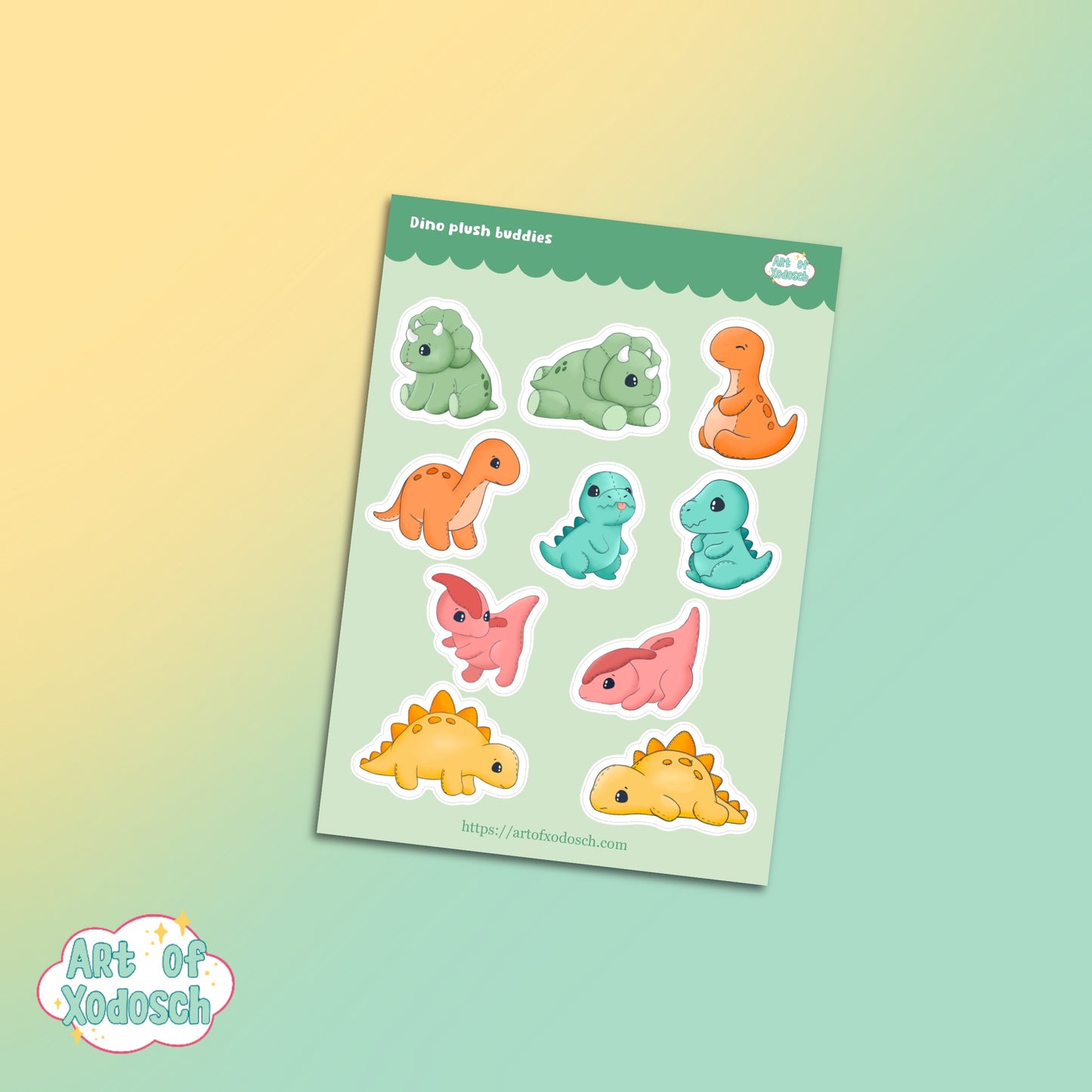 dino plush buddies sticker sheet