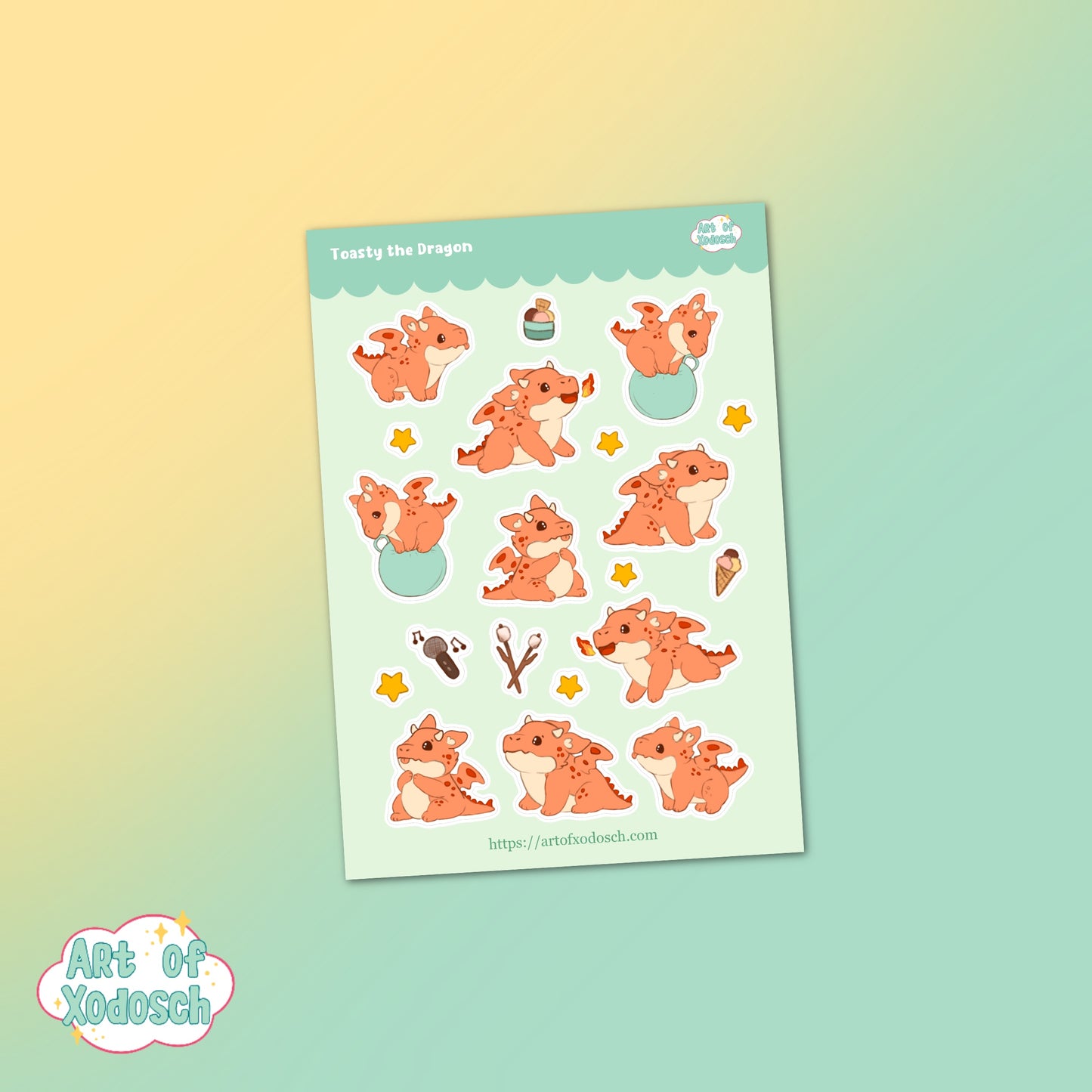 toasty the dragon sticker sheet