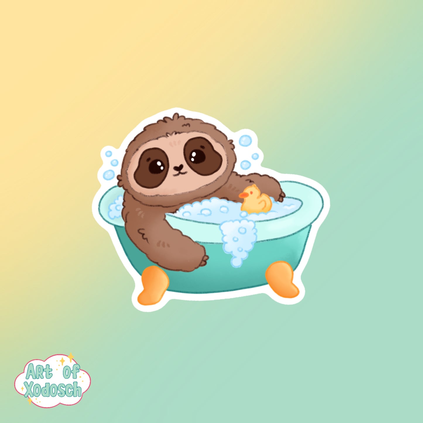 selfcare sloth bath time sticker