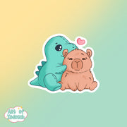 dino and capybara sticker