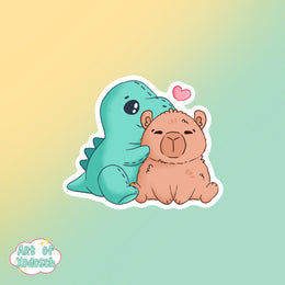 dino and capybara sticker
