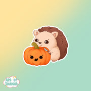 hedgehog fall pumpkin sticker