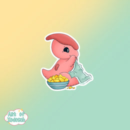 dino eating chips sticker
