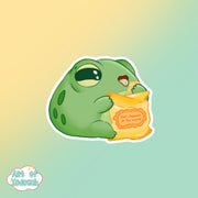 frog eating chips sticker