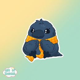 crow with scarf sticker
