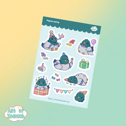 pigeon party sticker sheet