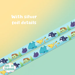 sea animals silver foil washi tape