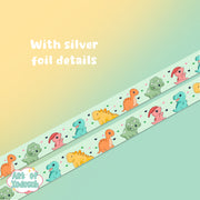 dinosaurs silver foil washi tape