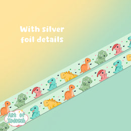dinosaurs silver foil washi tape