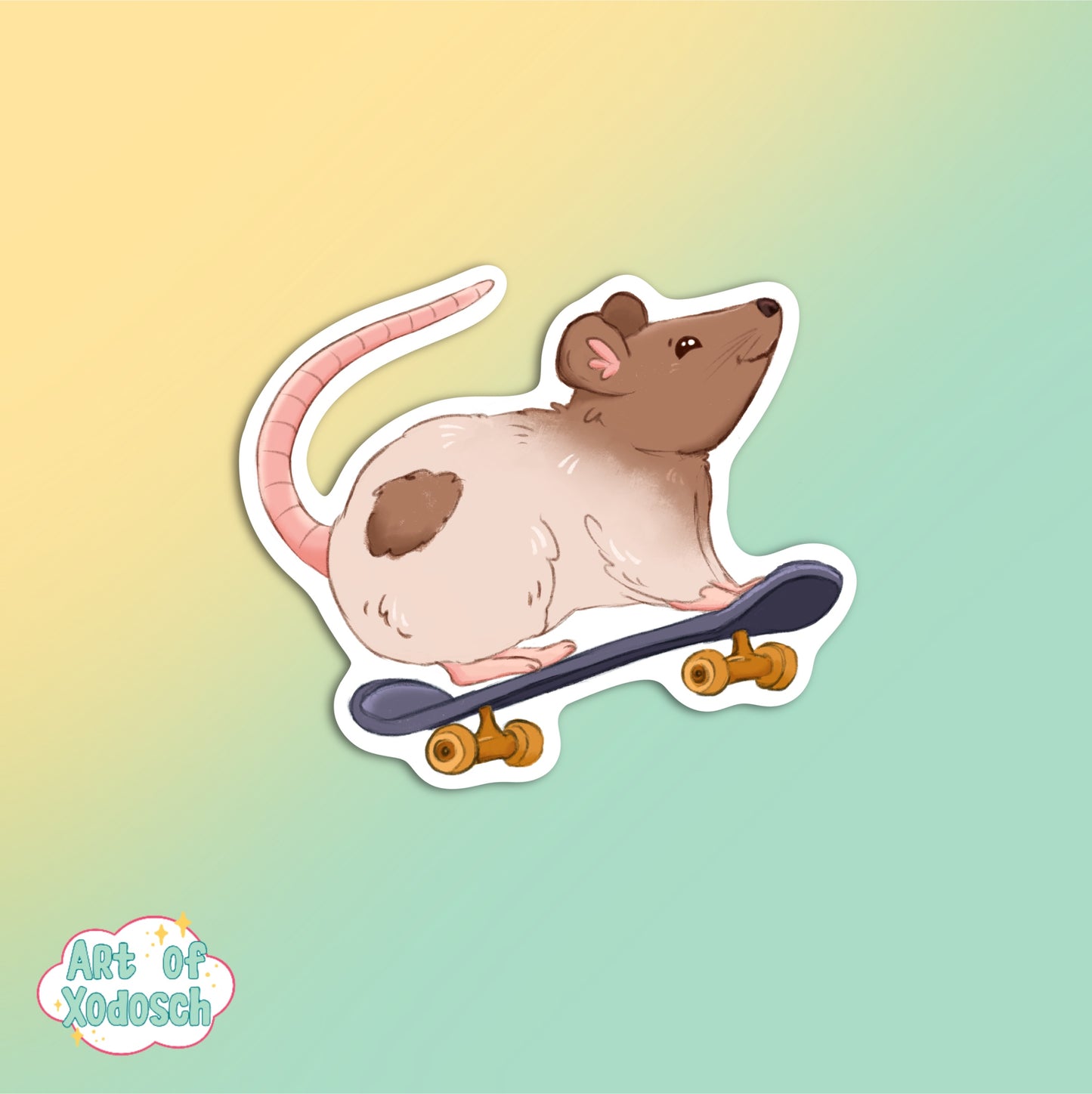 rat on a skateboard sticker