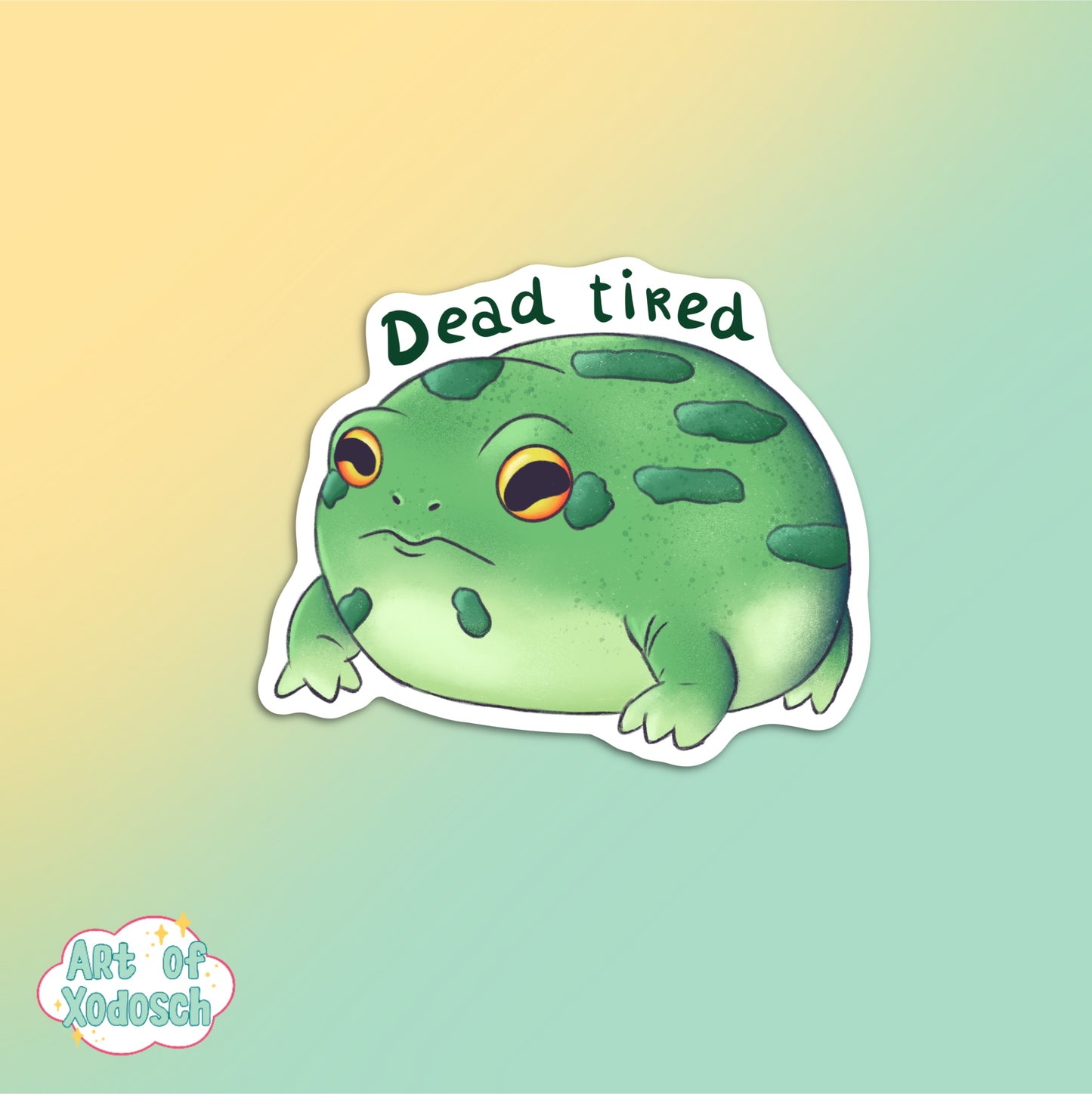 dead tired frog sticker