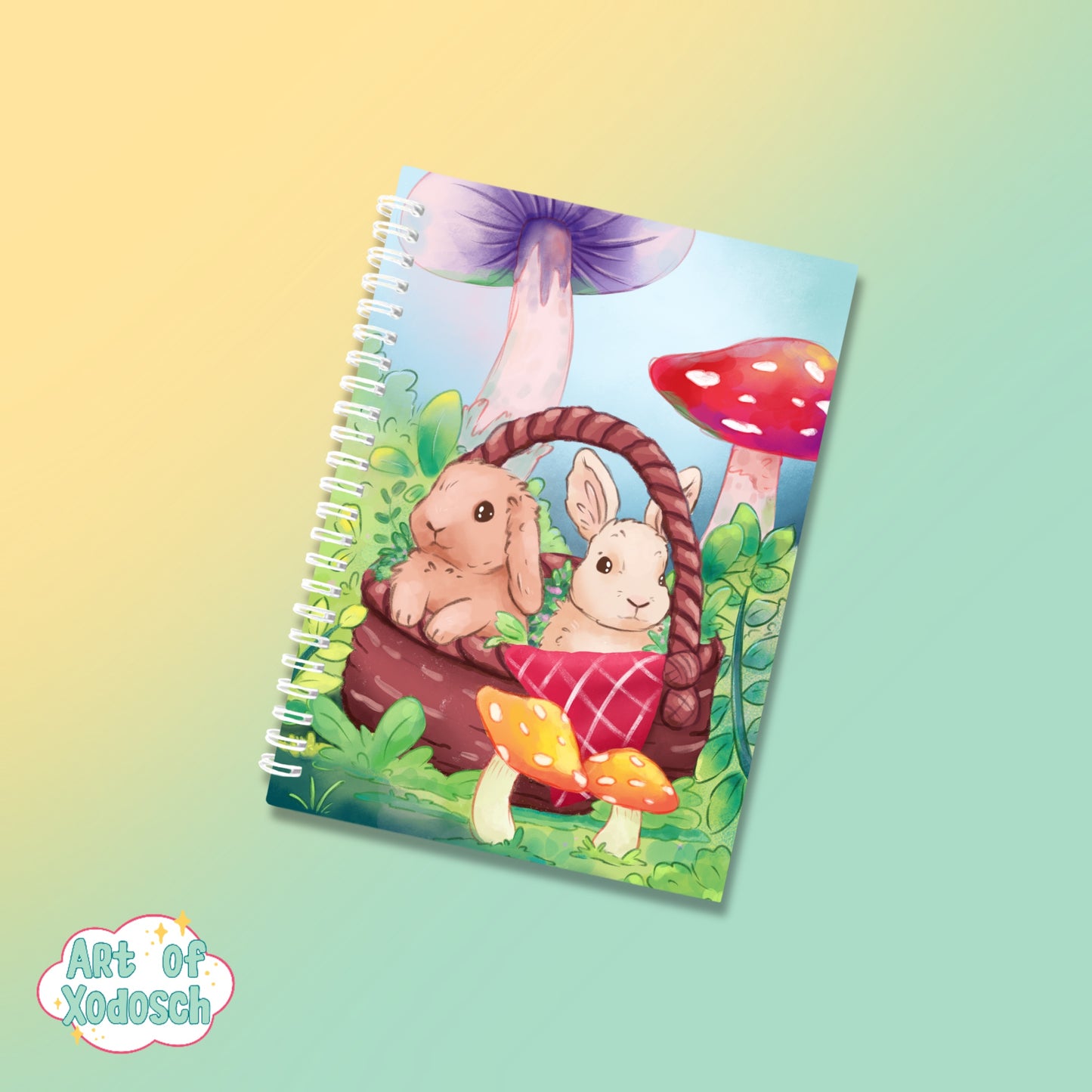 bunnies mushroom notebook