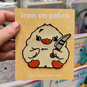 ducky with knife  iron-on patch