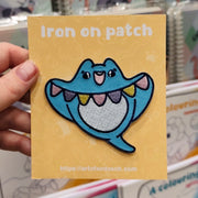 party stingray iron-on patch
