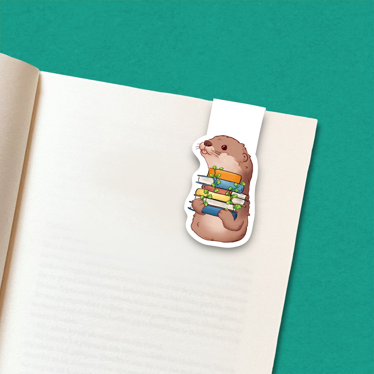 otter with books magnetic bookmark